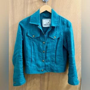 Not Perfect Linen Calico Cropped Jacket